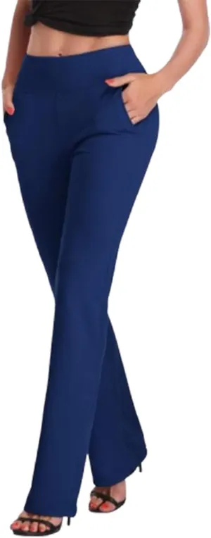 Casual Work Pants Women,High Waisted Flare Leggings with Pockets Office Slacks,High Waist Stretchy Trousers,Womens Bootcut