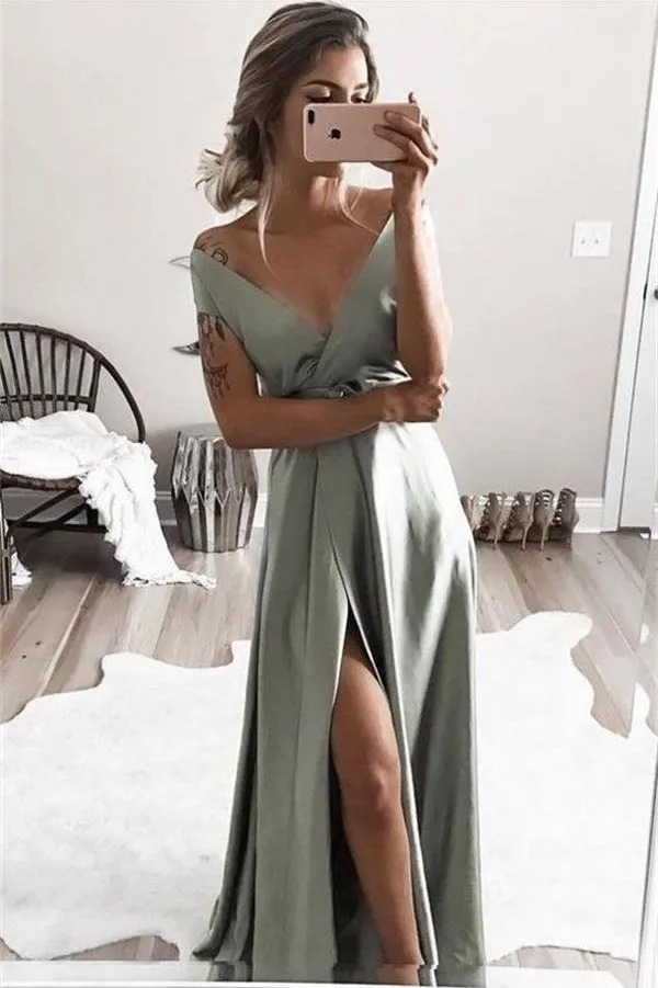 Charming Long V-neck Prom Dress Evening Dress