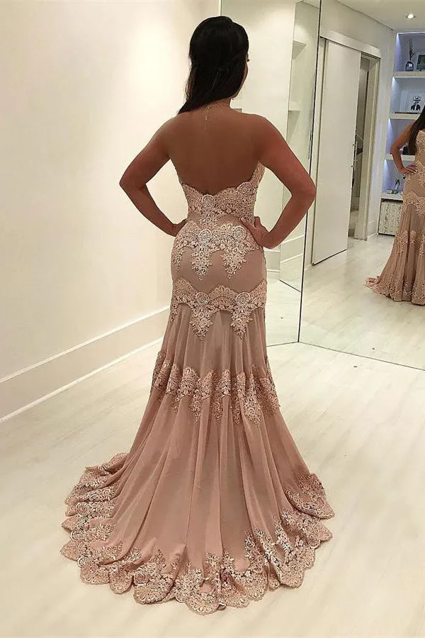 Charming Sweetheart Open Back Mermaid Long Lace Beading Prom Dress
