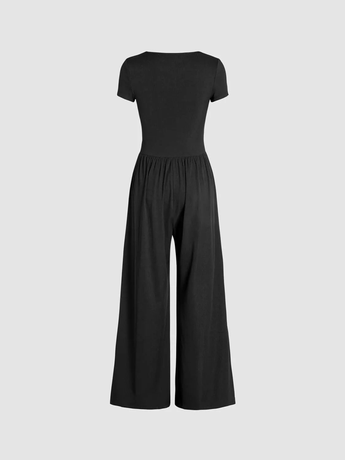 CIDER Women's Scoop Neckline Short Sleeve Wide Leg Jumpsuit