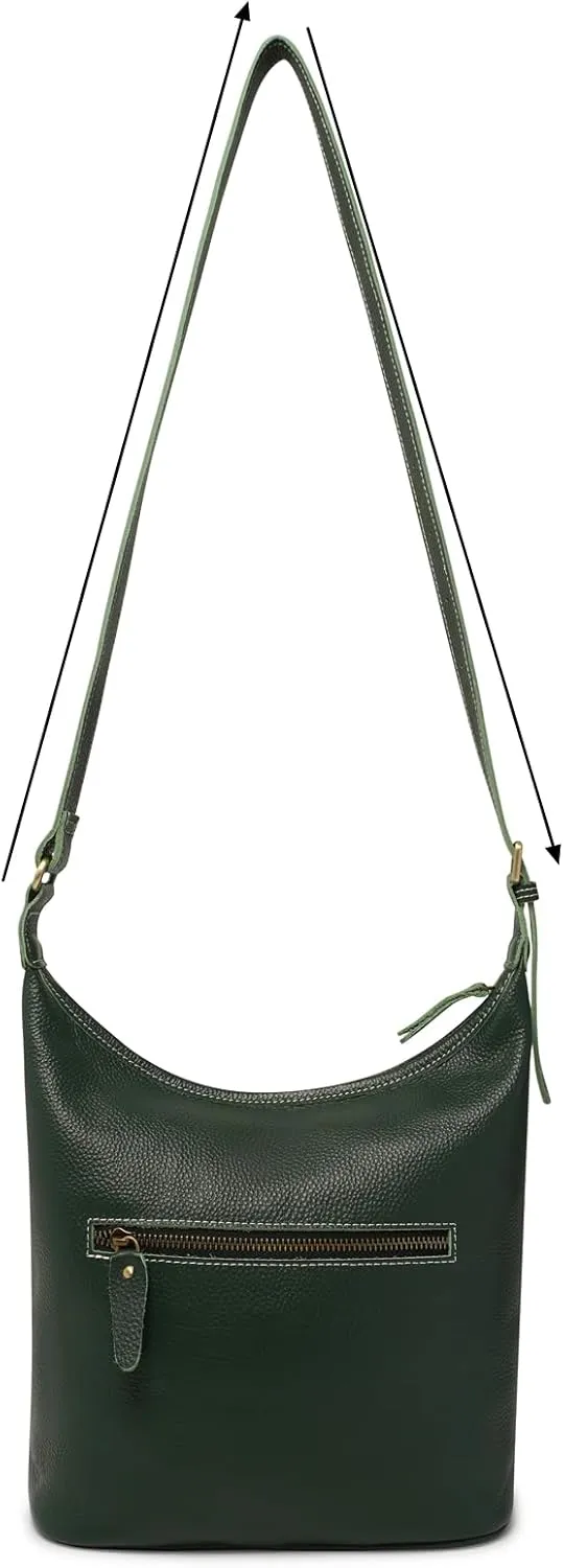 Classic Leather Hobo Shoulder Bag Leather Adjustable Strap Minimalist Style Genuine Cowhide Perfect for Everyday Use