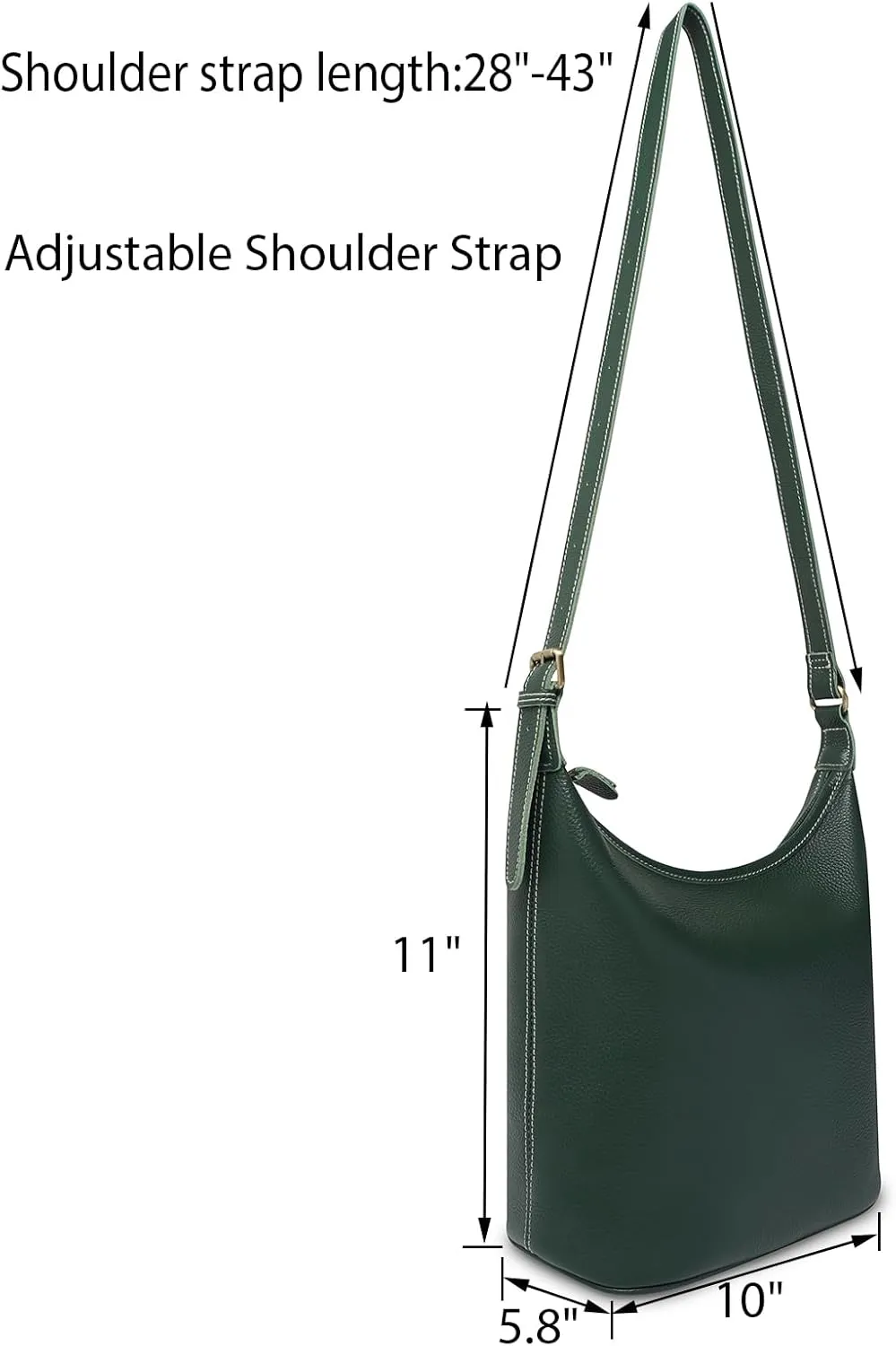 Classic Leather Hobo Shoulder Bag Leather Adjustable Strap Minimalist Style Genuine Cowhide Perfect for Everyday Use