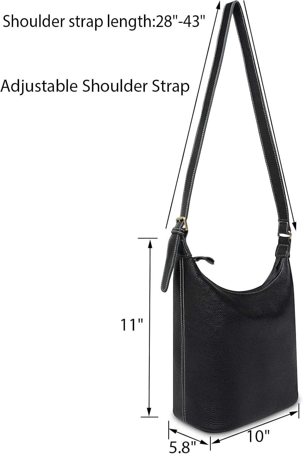 Classic Leather Hobo Shoulder Bag Leather Adjustable Strap Minimalist Style Genuine Cowhide Perfect for Everyday Use