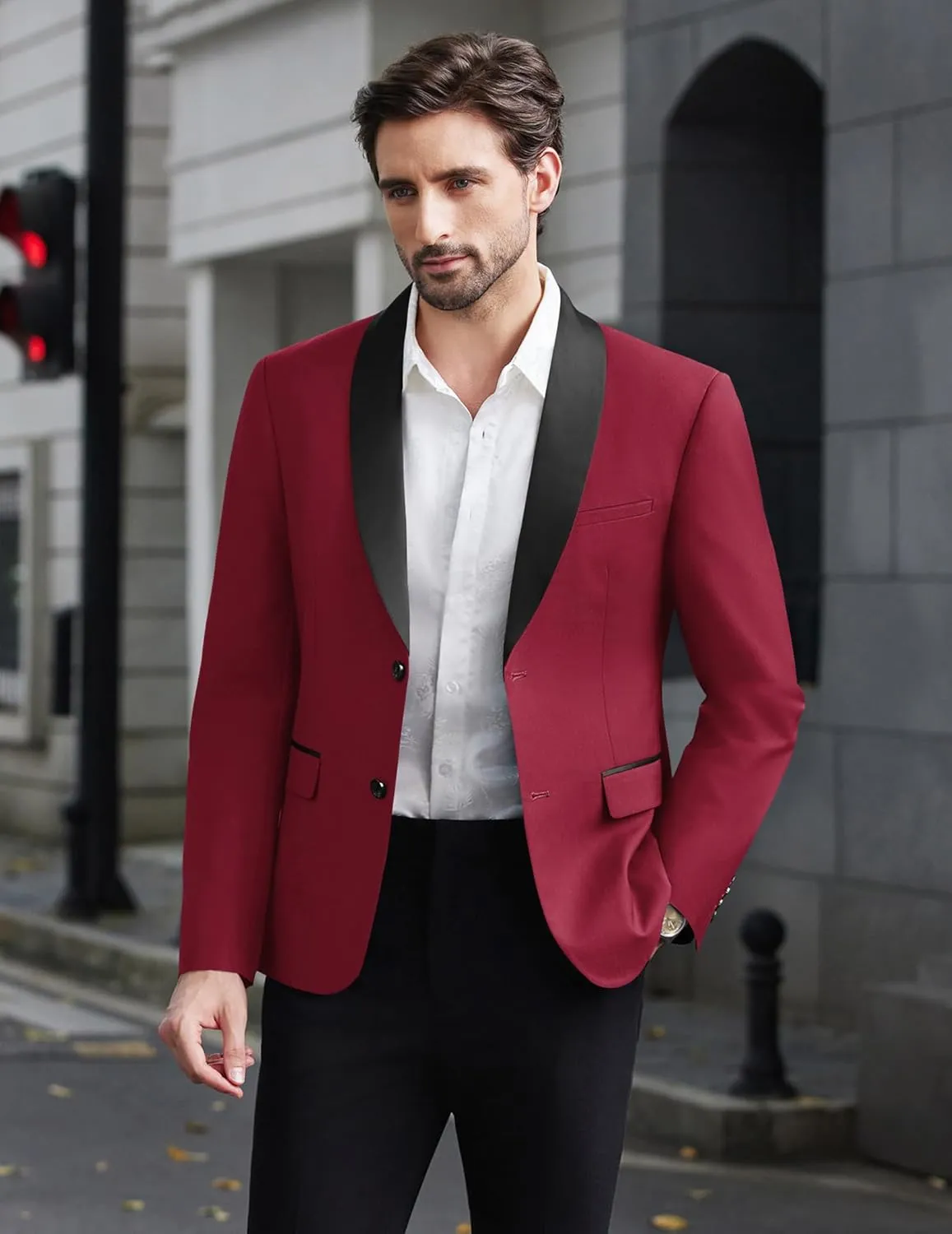 COOFANDY Men Tuxedo Jacket Slim Fit Blazer Suit Jacket Prom Dinner Party Wedding