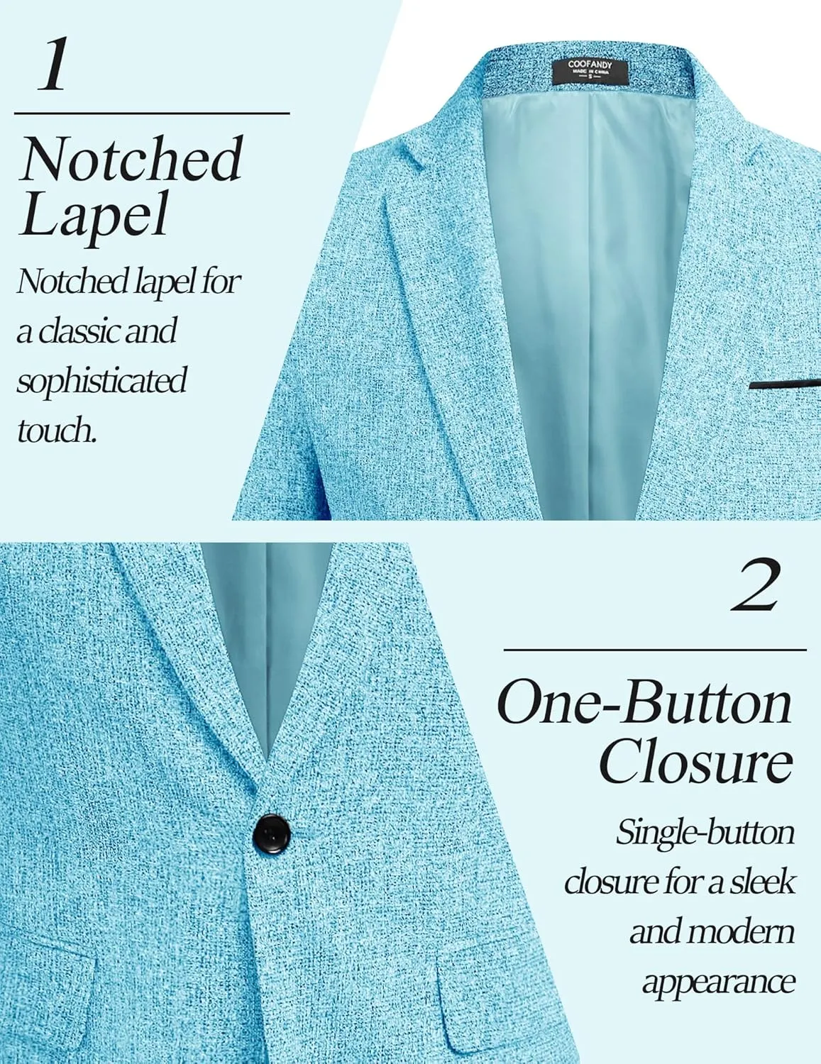 COOFANDY Men's Casual Blazer Suit Jackets Slim Fit One Button Business Sport Coats