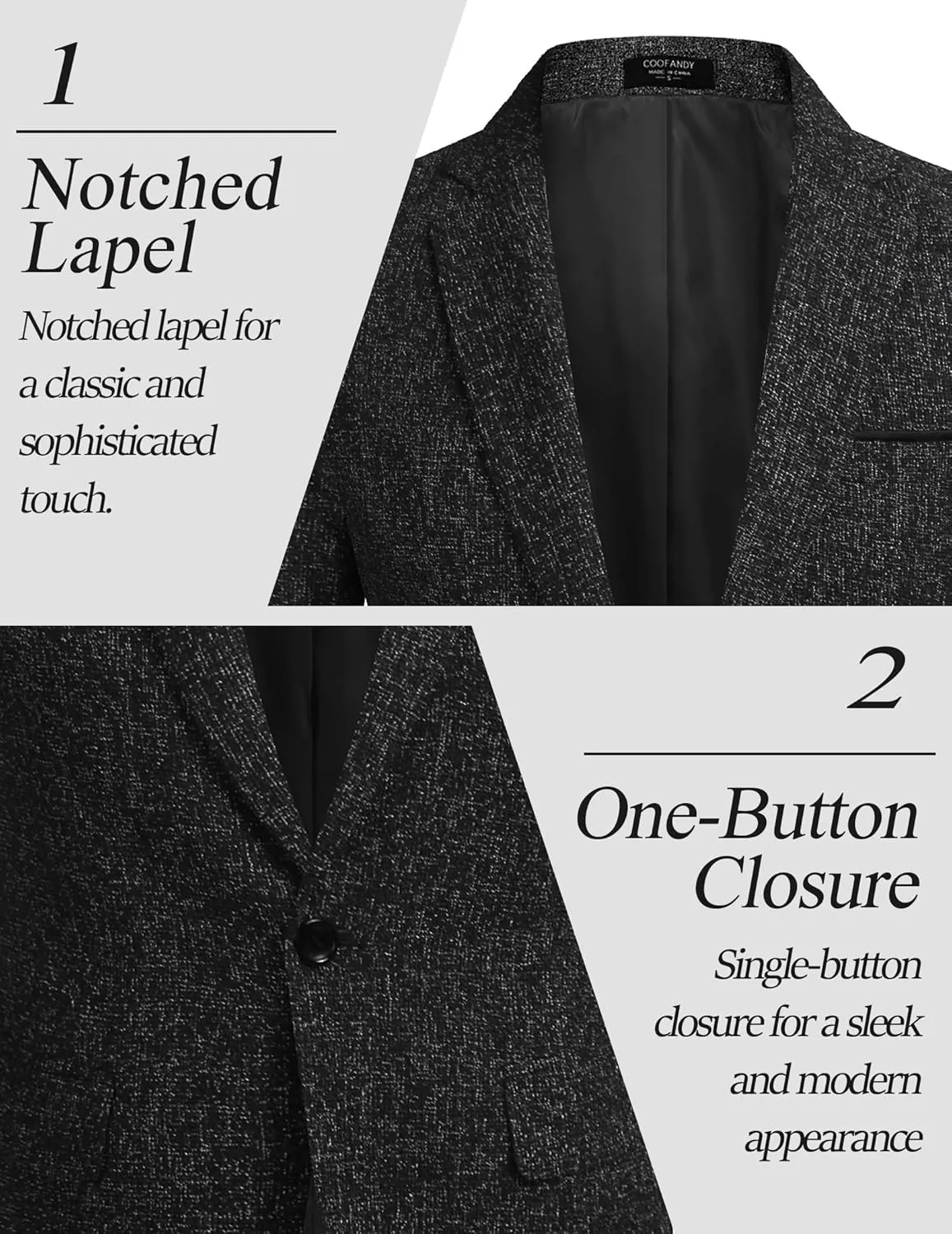 COOFANDY Men's Casual Blazer Suit Jackets Slim Fit One Button Business Sport Coats