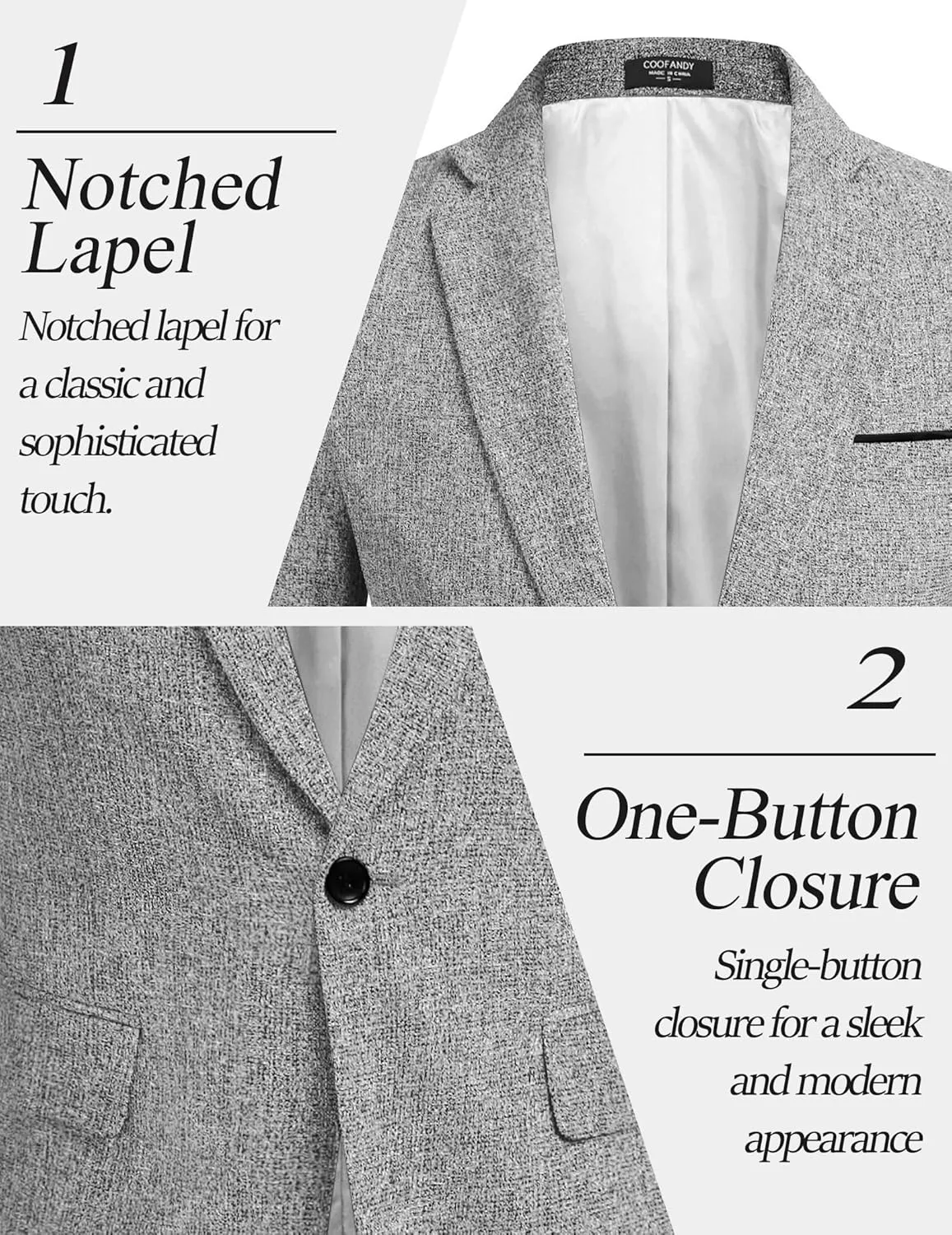 COOFANDY Men's Casual Blazer Suit Jackets Slim Fit One Button Business Sport Coats