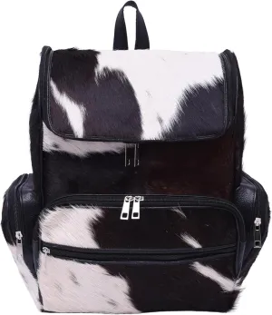 Cowhide Genuine Leather Backpack with Laptop Compartment  Travel Backpack, Western Diaper Bag For Women (Black)