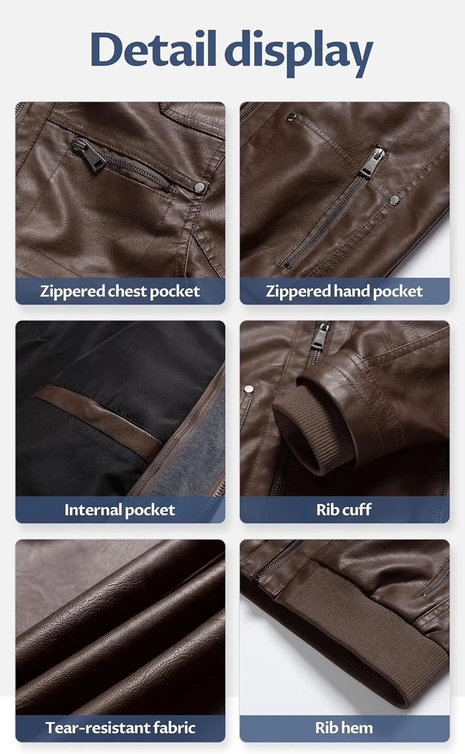 CREATMO US Women's Faux Leather Jacket Waterproof Motorcycle Bomber Jacket Vintage PU Moto Biker Coat With Removable Hood