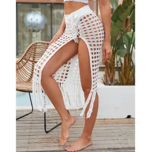 CROCHET SKIRT WITH TINSELS COVER UP