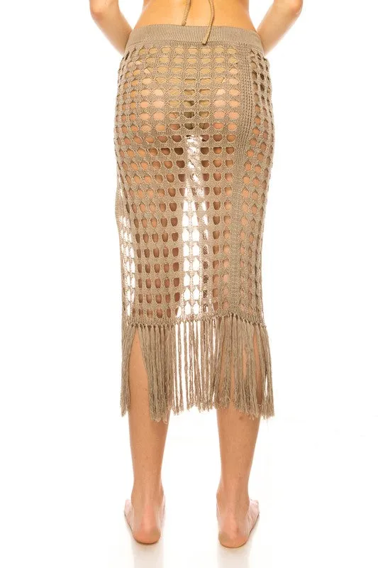 CROCHET SKIRT WITH TINSELS COVER UP