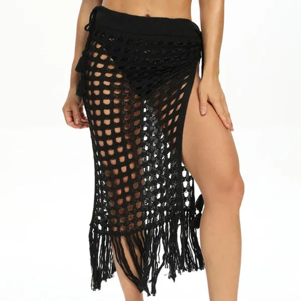CROCHET SKIRT WITH TINSELS COVER UP