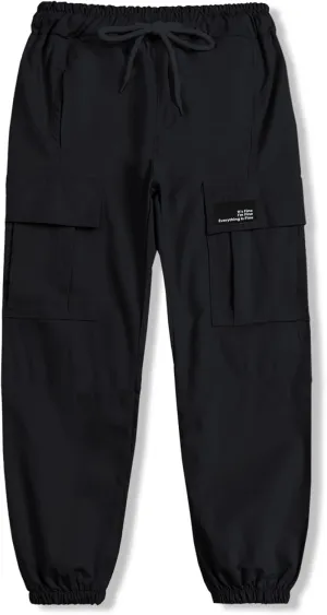 Cromoncent Girls&Womens Cargo Pants Elastic Waist Lightweight Outdoor Jogger Pants, 6 Years - XX-Large