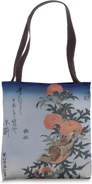 Crossbill and Thistle by Katsushika Hokusai Tote Bag