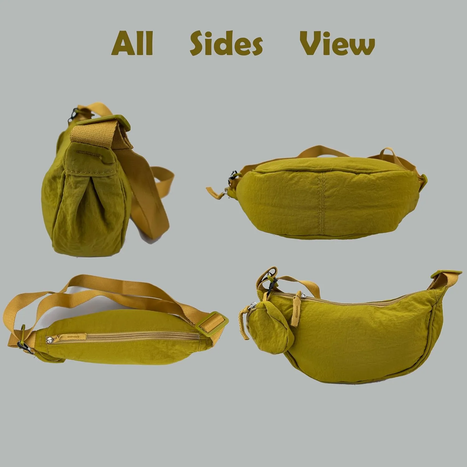 Crossbody Bag with Coin Purse Hobo Sling Crescent Bag Women Men Trendy Small Nylon Shoulder Bag Purse Adjustable Strap
