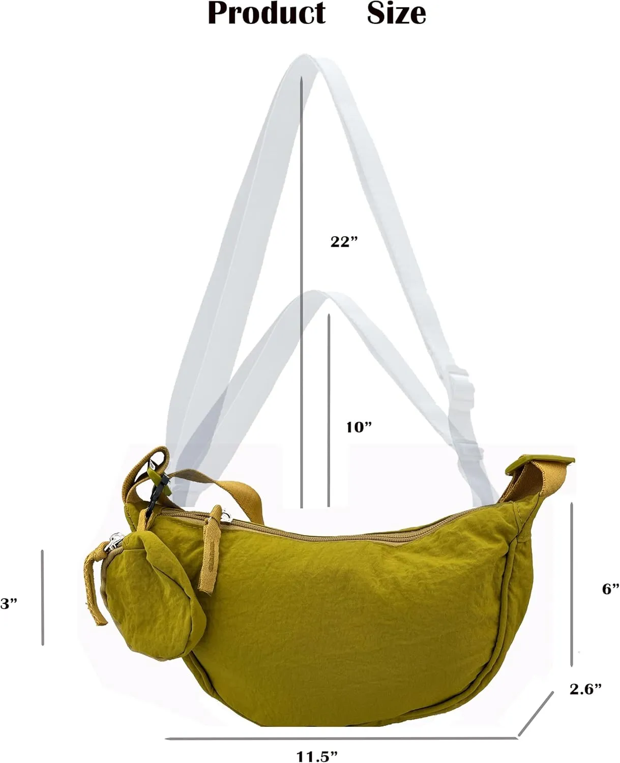 Crossbody Bag with Coin Purse Hobo Sling Crescent Bag Women Men Trendy Small Nylon Shoulder Bag Purse Adjustable Strap