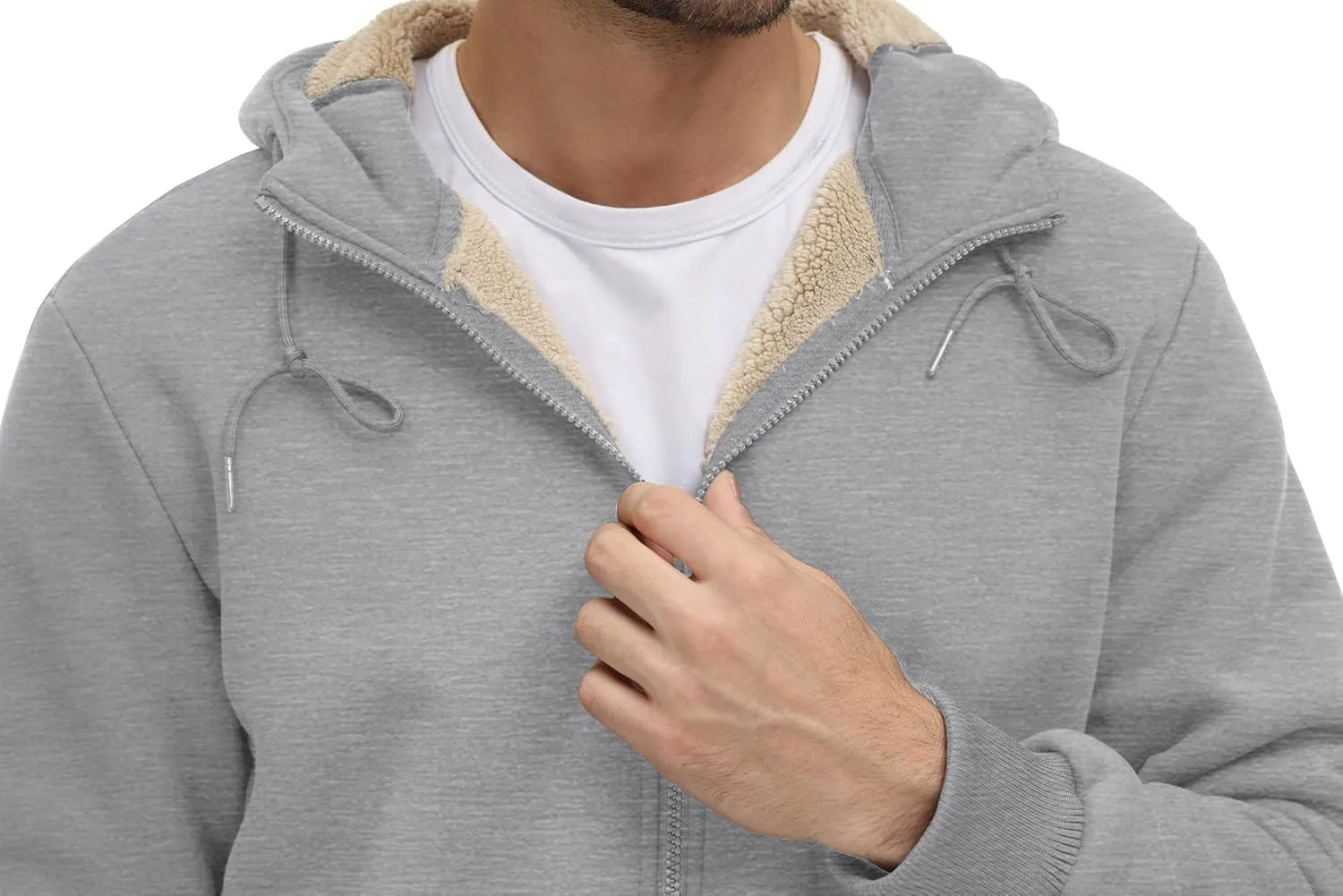 CRYSULLY Men's Sherpa Lined Jacket Fleece Full Zip Winter Hooded Sweatshirt Coats