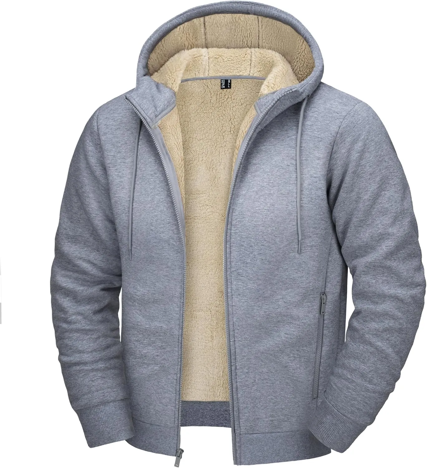 CRYSULLY Men's Sherpa Lined Jacket Fleece Full Zip Winter Hooded Sweatshirt Coats