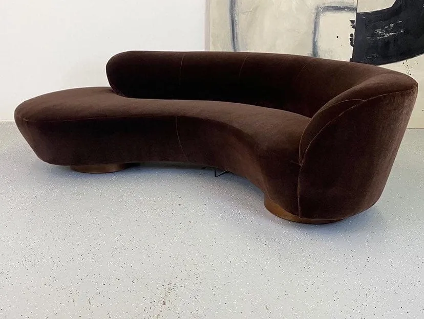 Curved Velvet Sofa (In the Manner of Vladimir Kagan)