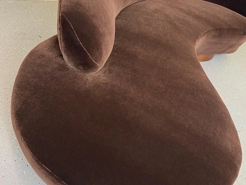 Curved Velvet Sofa (In the Manner of Vladimir Kagan)