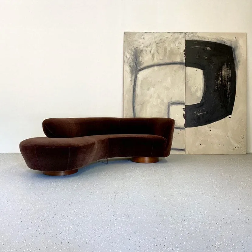 Curved Velvet Sofa (In the Manner of Vladimir Kagan)