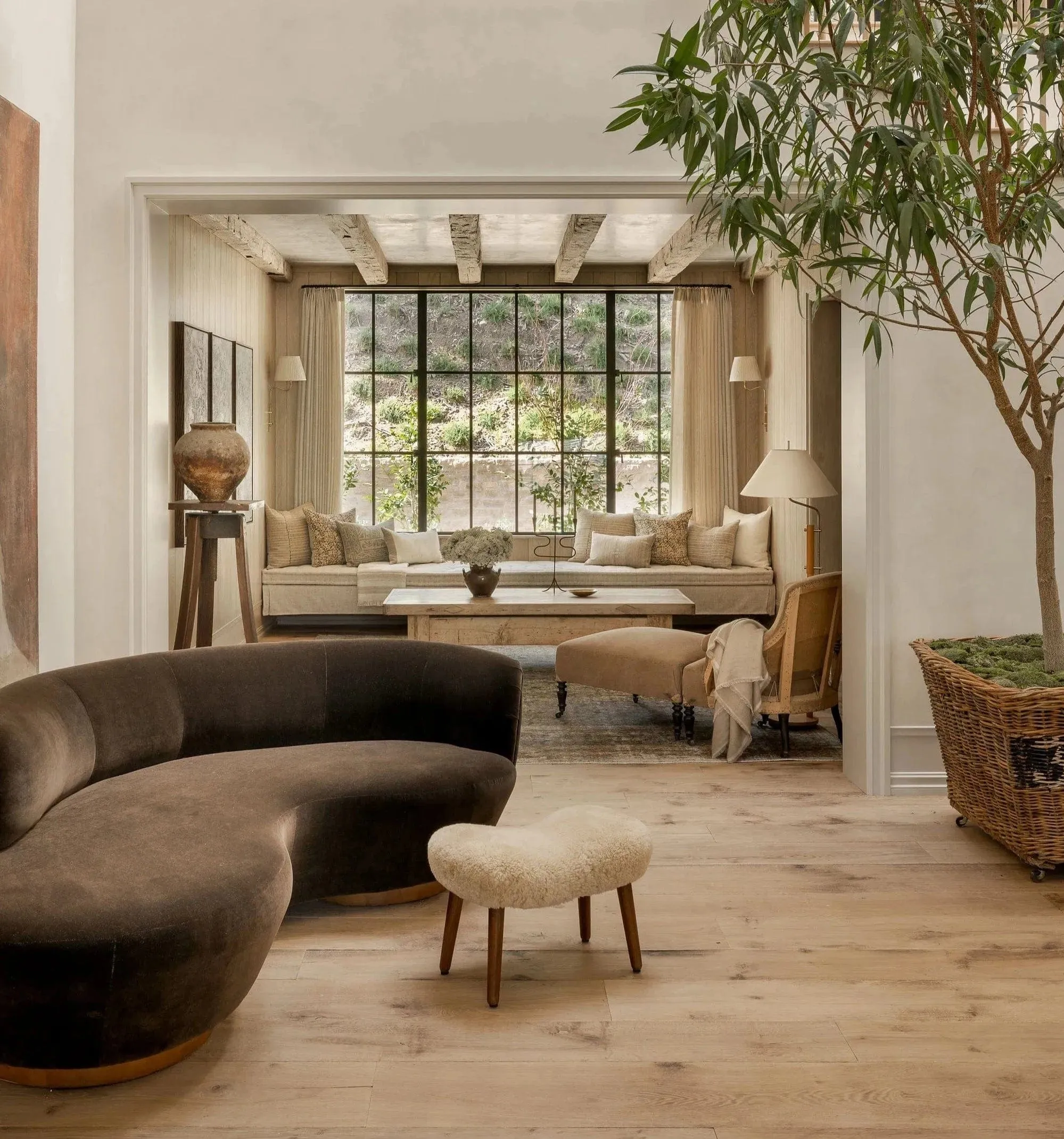 Curved Velvet Sofa (In the Manner of Vladimir Kagan)