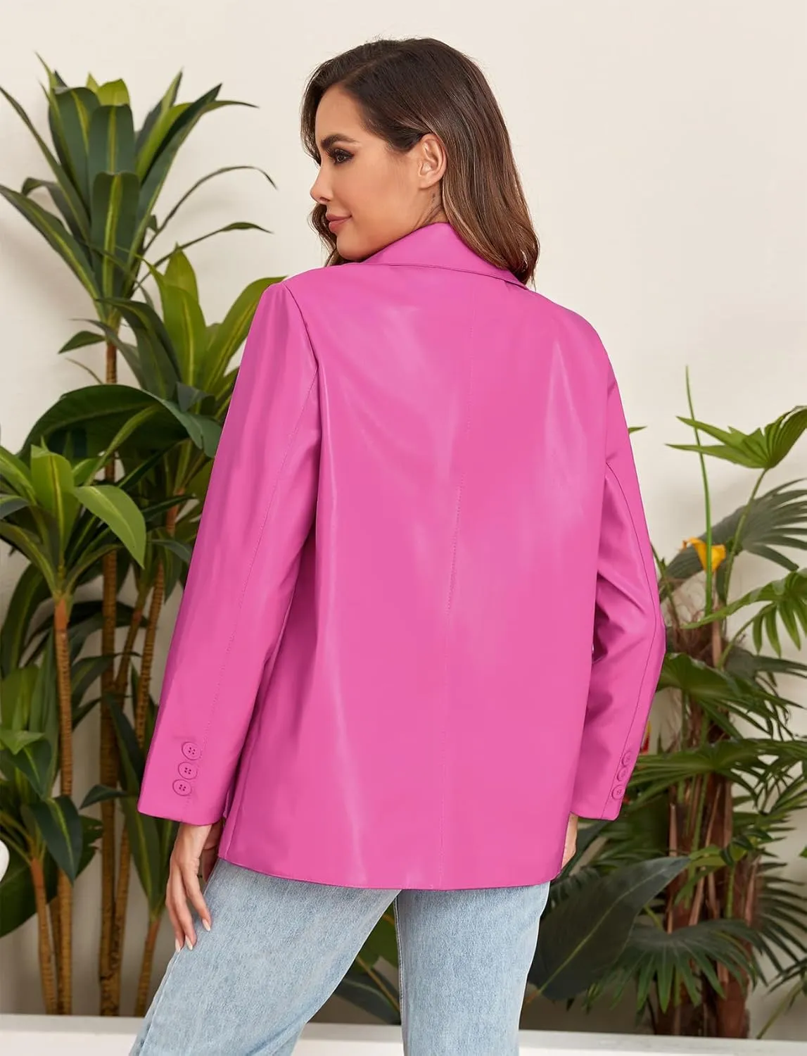 CYCLAMEN 2024 Fall Womens Faux Leather Jacket Blazer Motorcycle Coats Winter Outfits Clothes