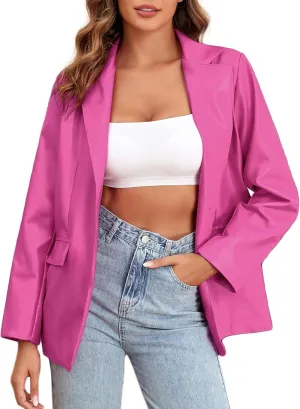 CYCLAMEN 2024 Fall Womens Faux Leather Jacket Blazer Motorcycle Coats Winter Outfits Clothes