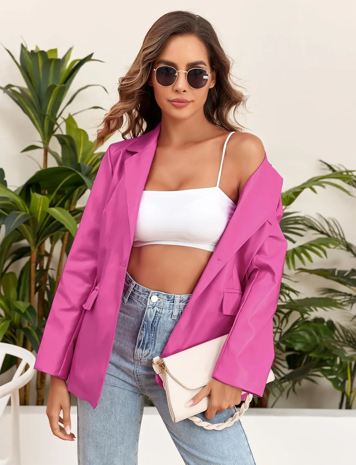 CYCLAMEN 2024 Fall Womens Faux Leather Jacket Blazer Motorcycle Coats Winter Outfits Clothes