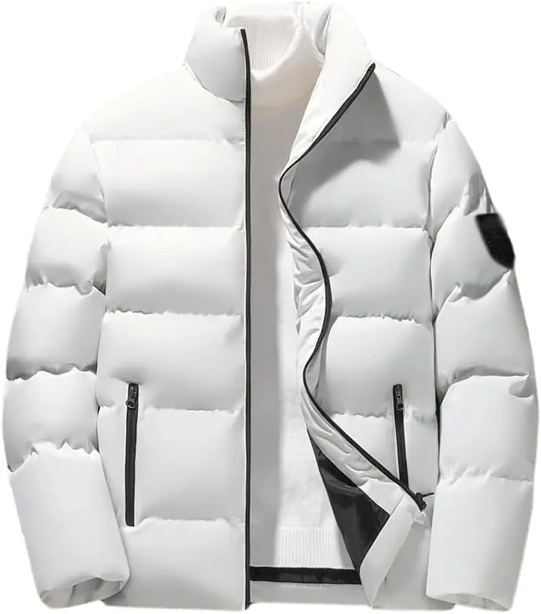 DBFBDTU Men Parka Jacket Autumn Winter Cotton Padded Warm Thickened Man Stand Collar Coats