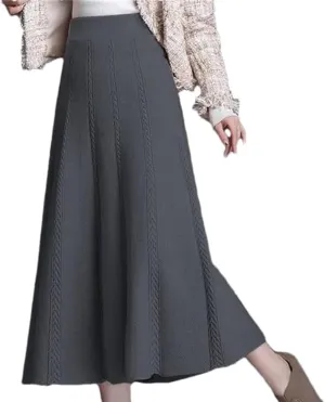 DBFBDTU Women's Knitted Skirt Elastic High Waist Solid Color Midi Skirt Office A-Line Long Skirts Female