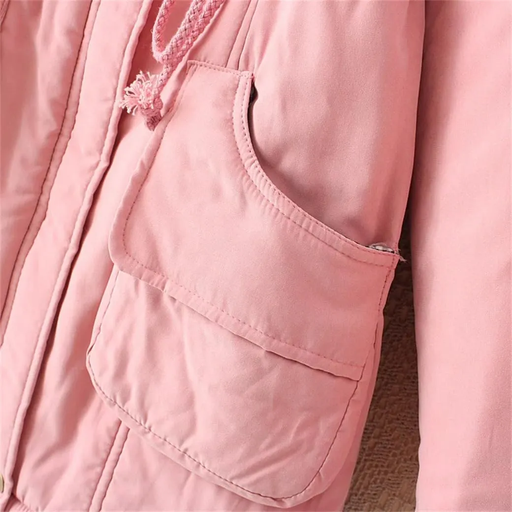 DBFBDTU Womens Parkas Long Warm Cotton Coat Hooded Jacket Female Thicken Warm Padded Overcoat Zipper