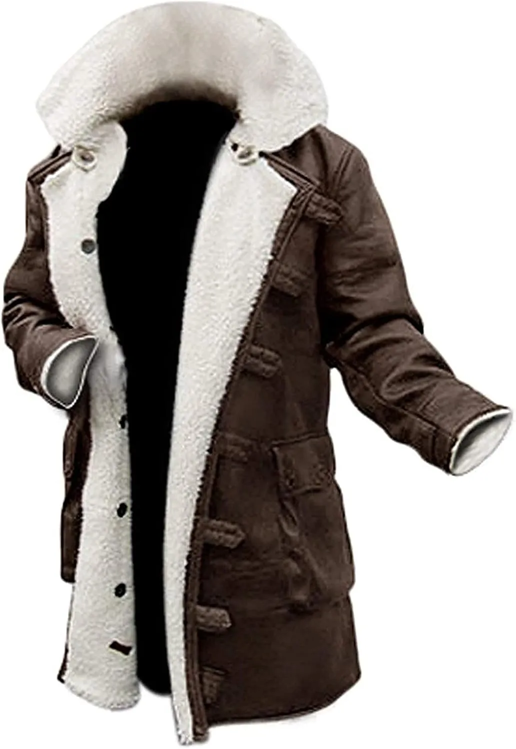 Decrum Shearling Leather Trench Coat Mens - Real Lambskin Long Leather Jacket Coats