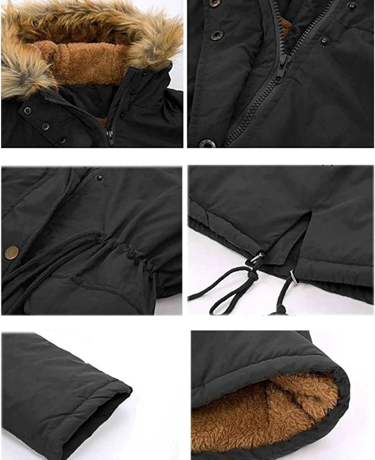 DGHM-JLMY 1/2 Pack Womens Stylish Winter Coats Fashion Solid Fall Hooded Warm Padded Cotton Coat Thick Fleece Lined Parka