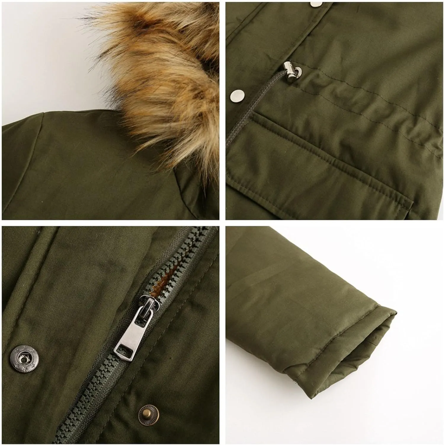 DGHM-JLMY 1/2 Pack Womens Stylish Winter Coats Fashion Solid Fall Hooded Warm Padded Cotton Coat Thick Fleece Lined Parka