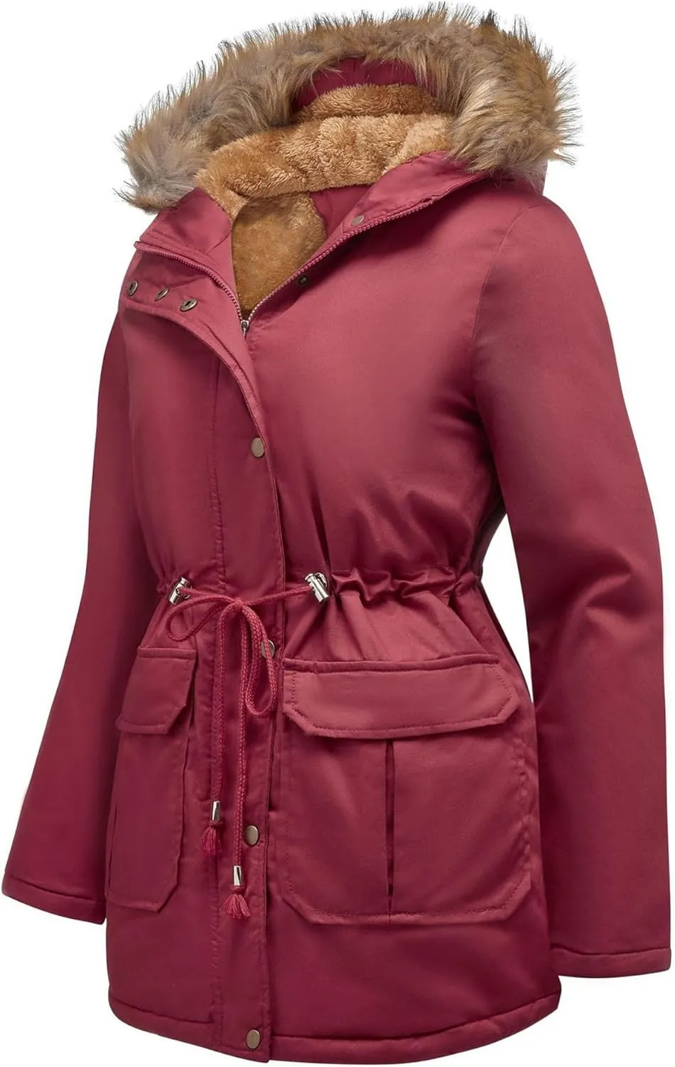 DGHM-JLMY 1/2 Pack Womens Stylish Winter Coats Fashion Solid Fall Hooded Warm Padded Cotton Coat Thick Fleece Lined Parka