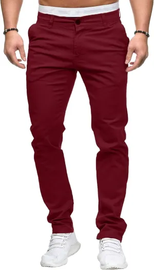 DGHM-JLMY Mens Solid Color Business Slim Pants Stretch Regular Slim Fit Casual Trousers Fashion Chino Pants