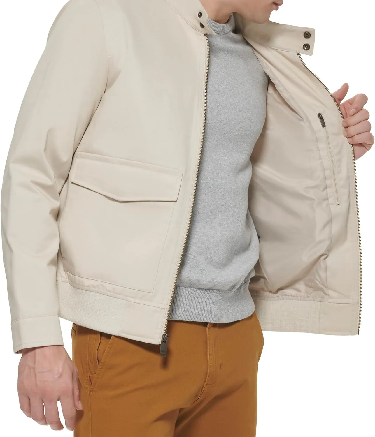 Dockers Men's Bomber Jacket with Snap Racer Collar