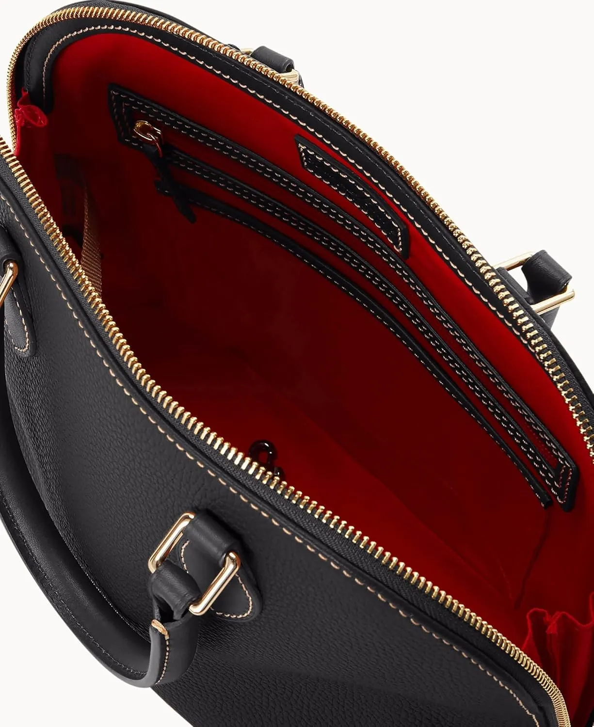 Dooney & Bourke Women's Domed Satchel in Pebble Grain Leather, Large Handbag with Adjustable & Detachable Shoulder Strap