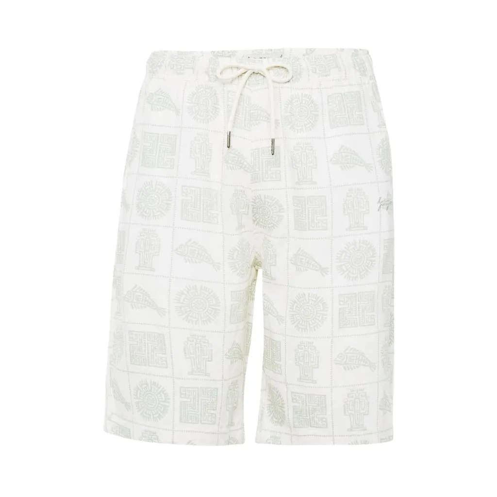 DPPrinted Linen Relaxed Shorts - Objects Print