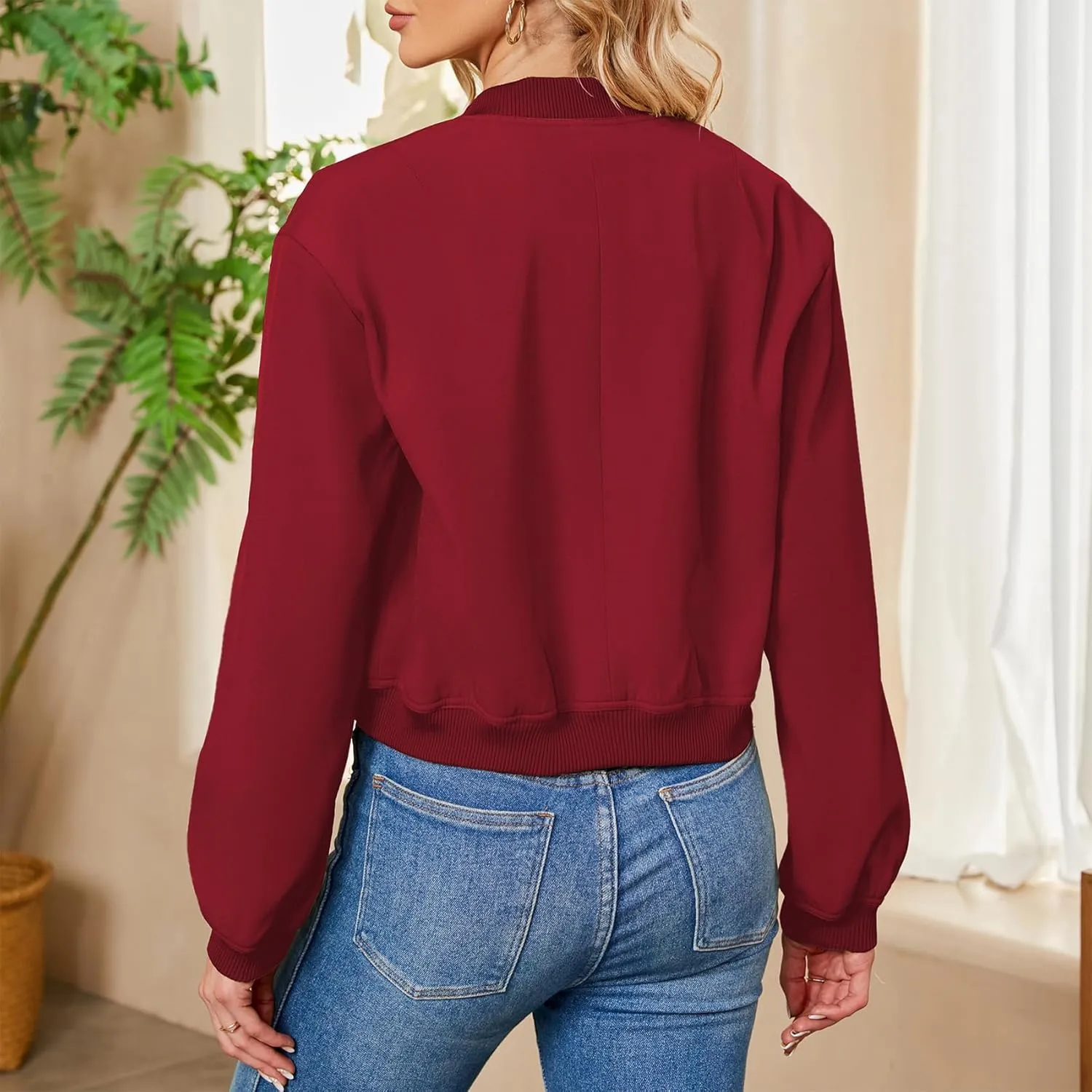 Durio Womens Bomber Jacket Fashion Short Cropped Jacket Casual Jackets for Women Varsity Jacket with Pockets Spring Fall