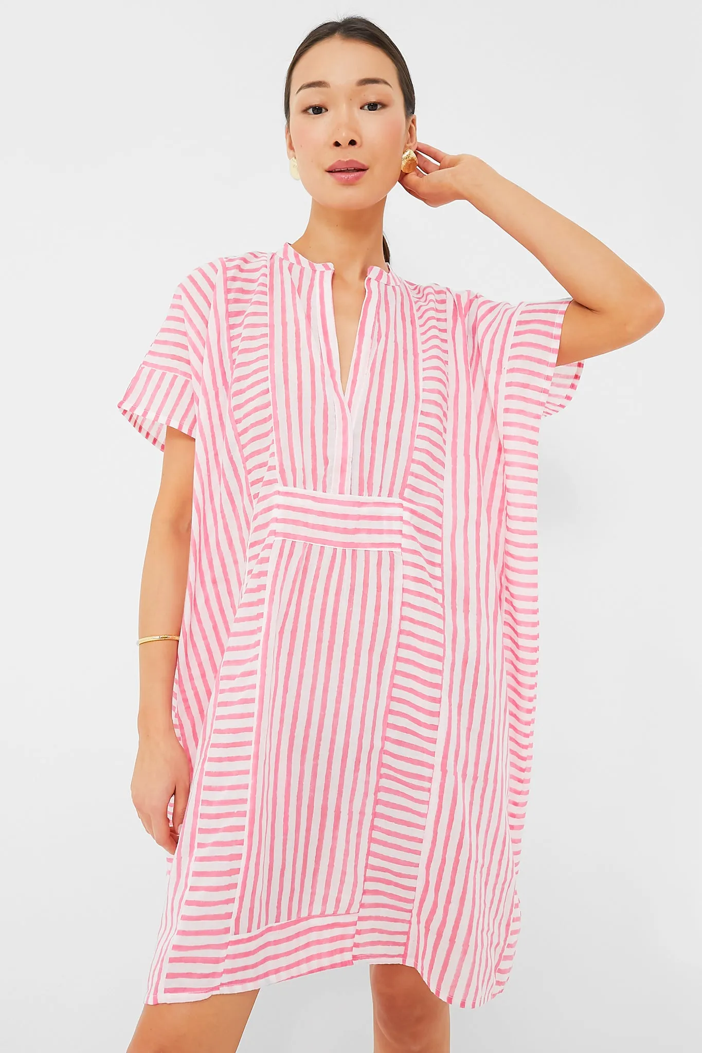Exclusive Pink Stripe Emerson Short Caftan