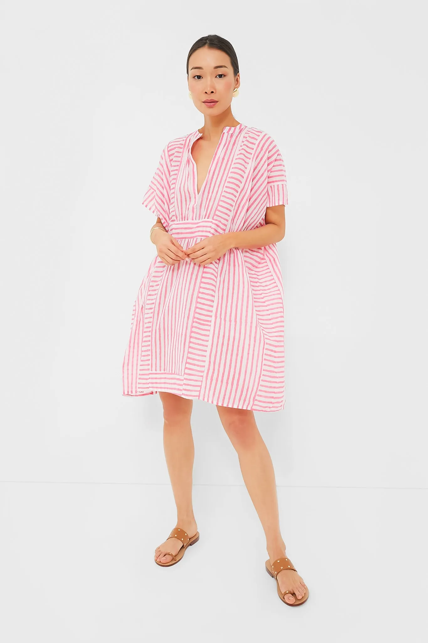 Exclusive Pink Stripe Emerson Short Caftan