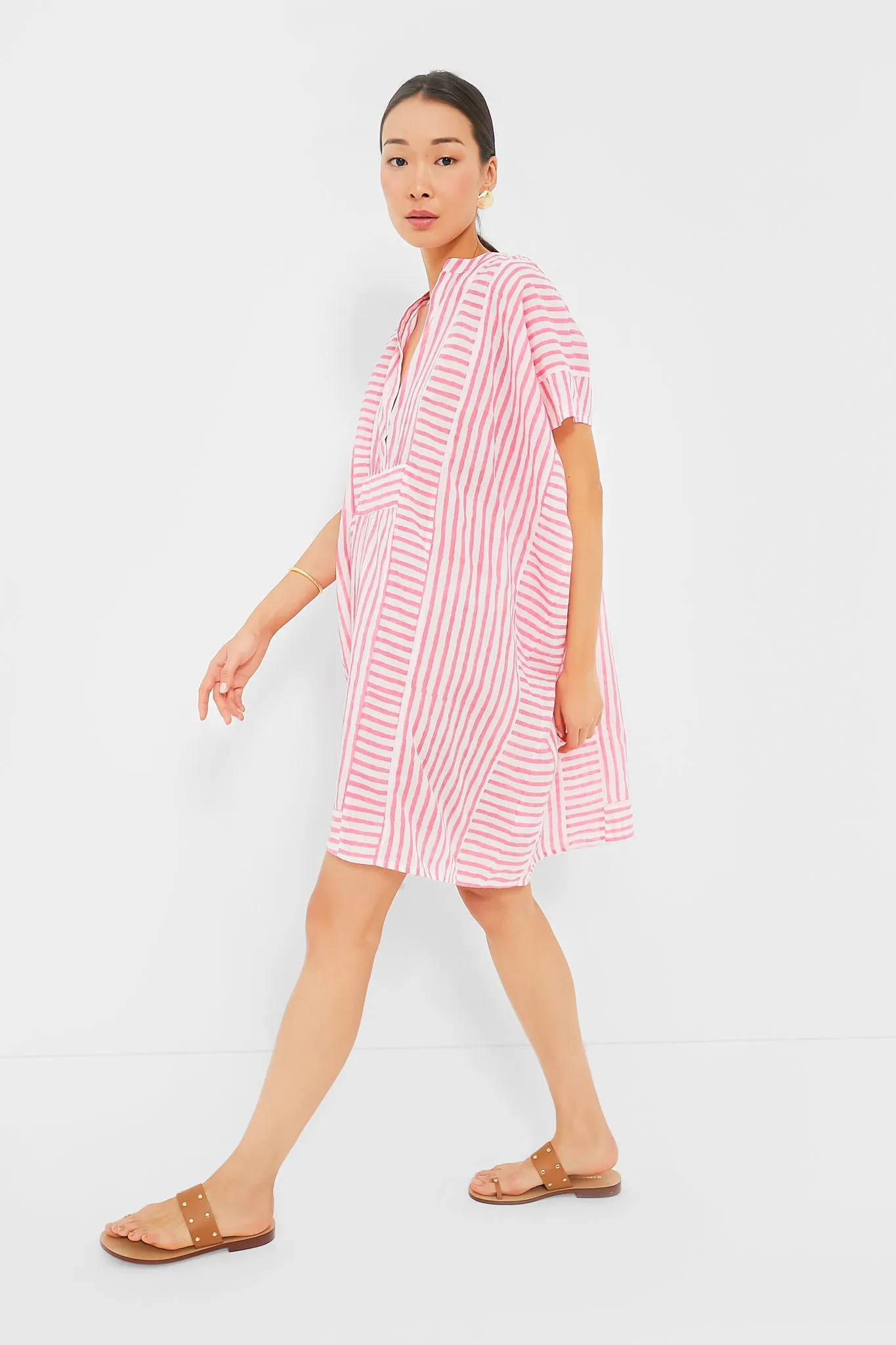 Exclusive Pink Stripe Emerson Short Caftan