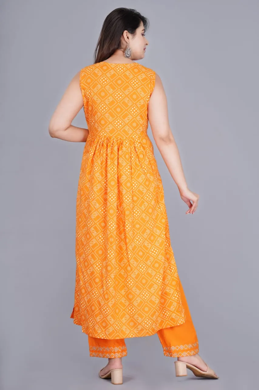 Exquisite Hand-Worked Nayra Cut Kurti Set with Pant and Embroidered Border Dupatta