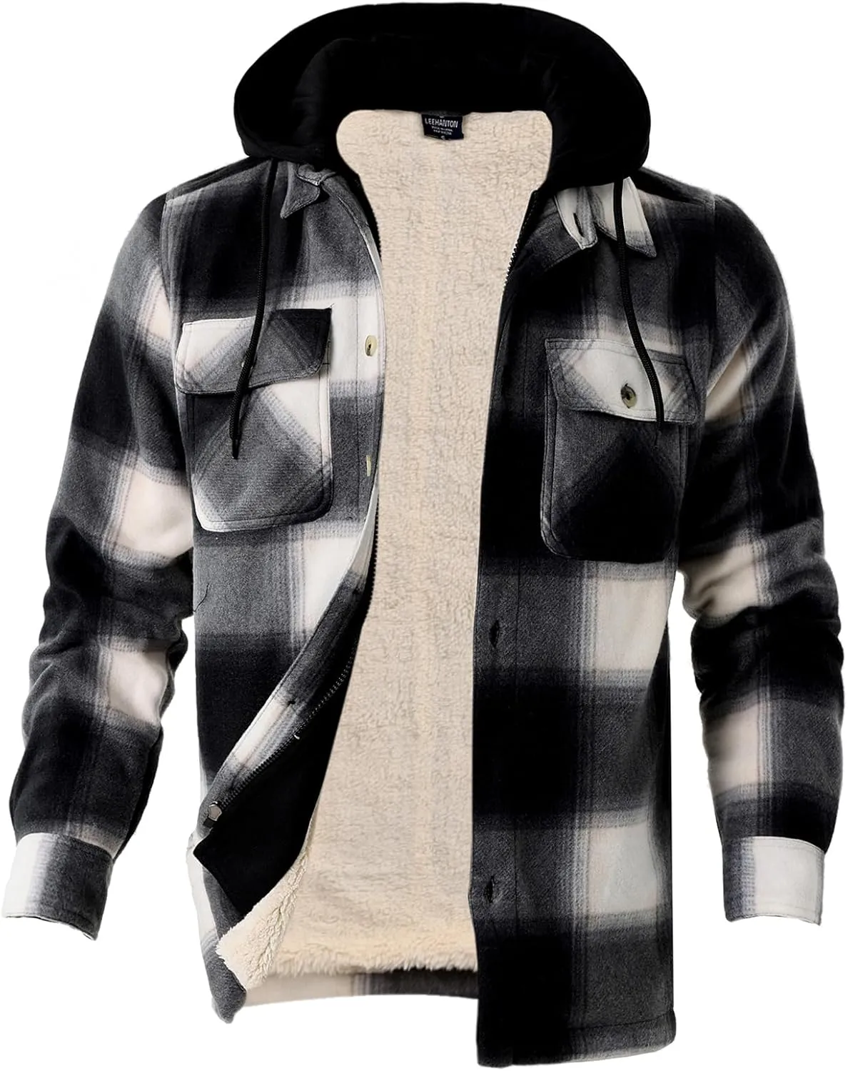 Facitisu Men's Winter Zip Up Hoodie Sherpa Fleece Sweatshirt Warm Thick heavyweight Coats