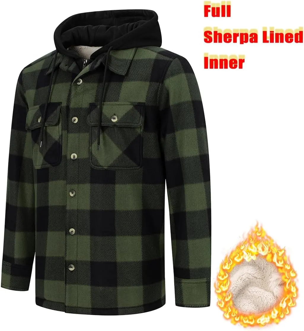Facitisu Men's Winter Zip Up Hoodie Sherpa Fleece Sweatshirt Warm Thick heavyweight Coats