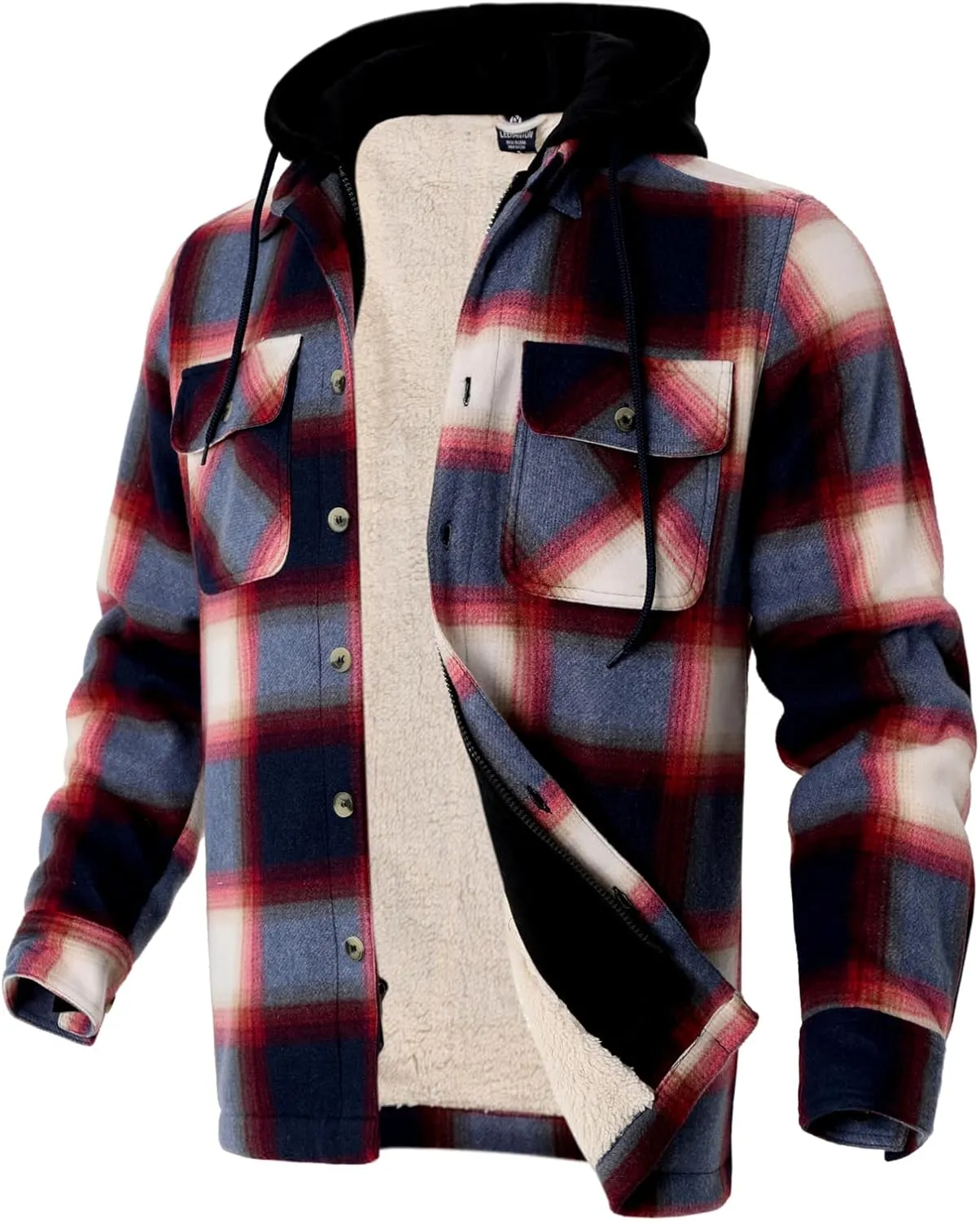 Facitisu Men's Winter Zip Up Hoodie Sherpa Fleece Sweatshirt Warm Thick heavyweight Coats