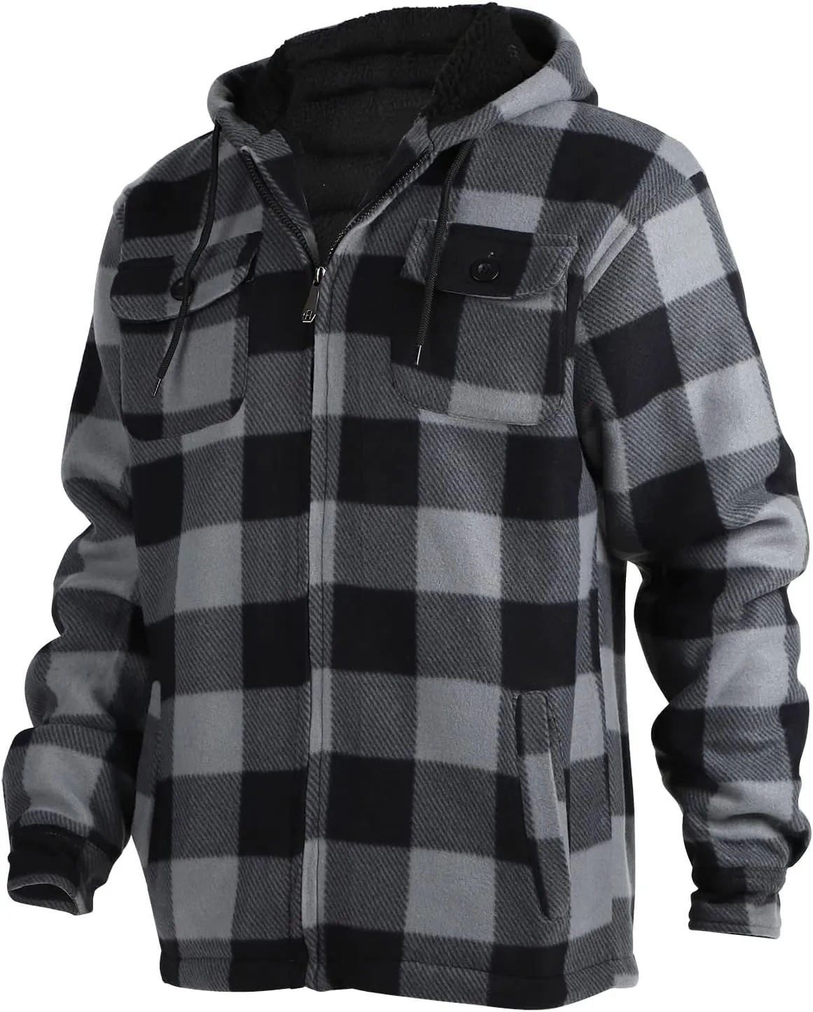 Facitisu Men's Winter Zip Up Hoodie Sherpa Fleece Sweatshirt Warm Thick heavyweight Coats
