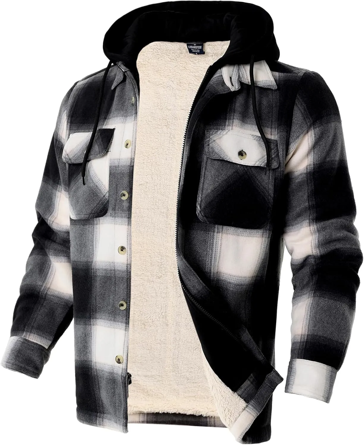 Facitisu Men's Winter Zip Up Hoodie Sherpa Fleece Sweatshirt Warm Thick heavyweight Coats